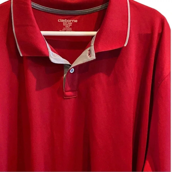CLAIBORNE MENS RED POLO SHIRT TOP QUICK DRY GOLF SUMMER CASUAL TOPS SIZE 2XLT - Picture 2 of 5